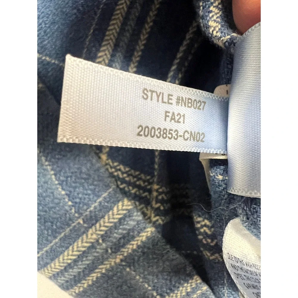 NWT Madewell Mens Blue Plaid Easy Fit Long Sleeve Flannel Shirt M Indigo Granola - Picture 10 of 12